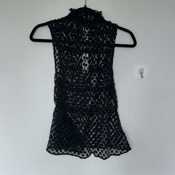 Maeve Smocked High-Neck Tiered Tank Top Black NWT - Picture 5 of 8